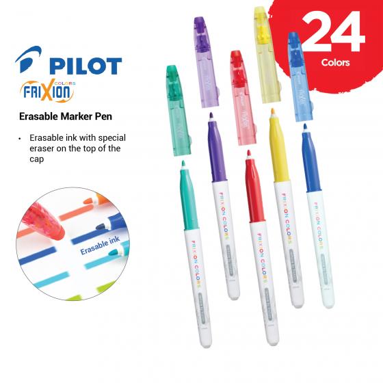Pilot FriXion Colors Erasable Marker, Black (SFC-10M-B)